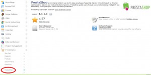 Välj PrestaShop i meny Välj PrestaShop i meny