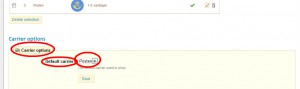 Under Carrier options ändrar du Default carrier: till Posten.