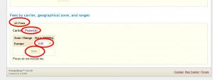 Under Fees hittar du Carrier, välj Posten sidan om Europe fyller du i 0 och klickar på Save.