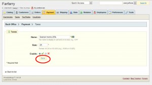 Klicka på Save för att spara momssatsen om 25%.