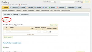 Klicka på Add new högst upp för att lägga till en ny tillverkare/varumärke.